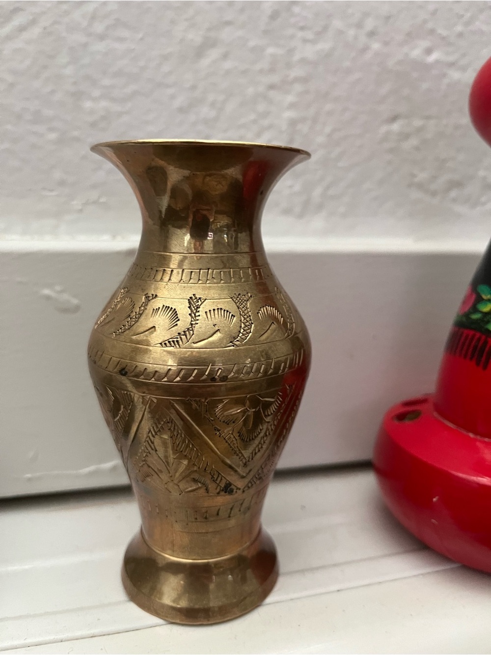Antique Brass Engraved Decorative Vase - “Gold” Finish